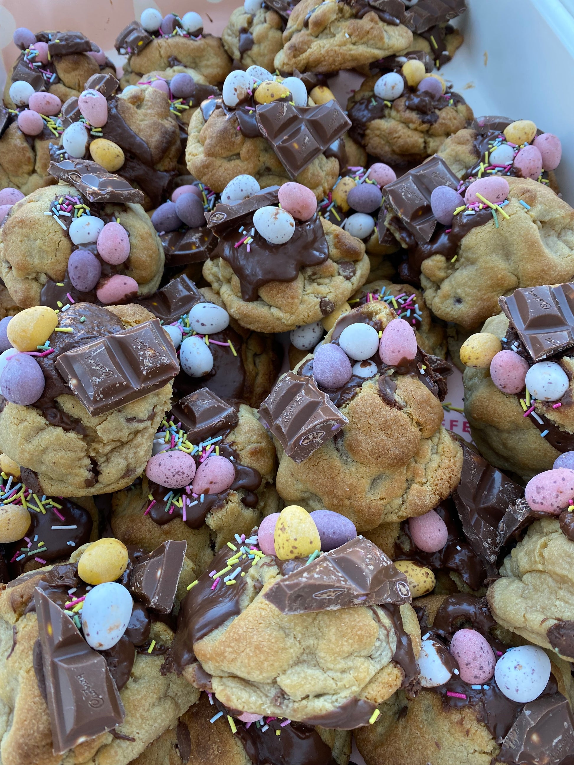 Mini Egg Melt cookie loaded with Mini Eggs and Nutella filling