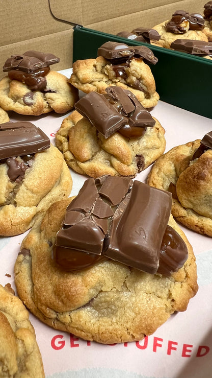 Caramel Galaxy stuffed cookie with Galaxy Caramel pieces and caramel centre